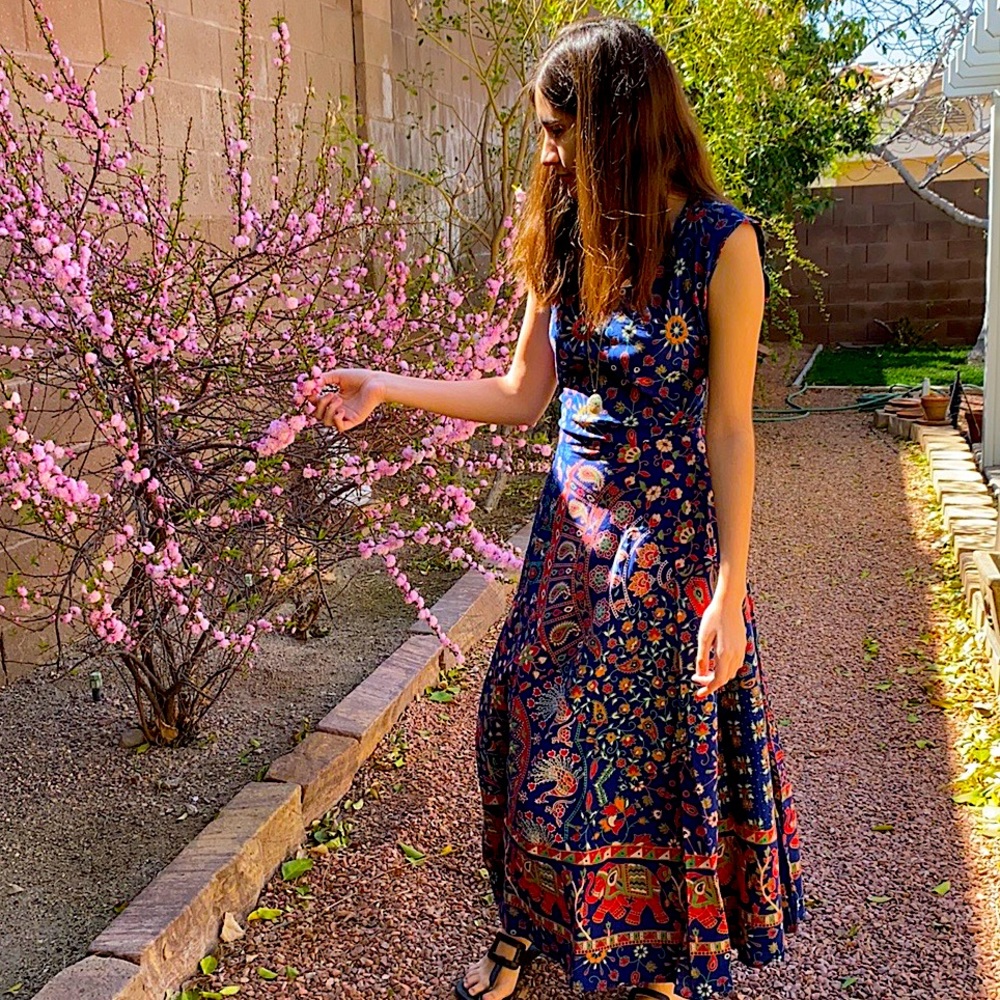 SOLD Handcrafted Boho Garden House Dress - Rose